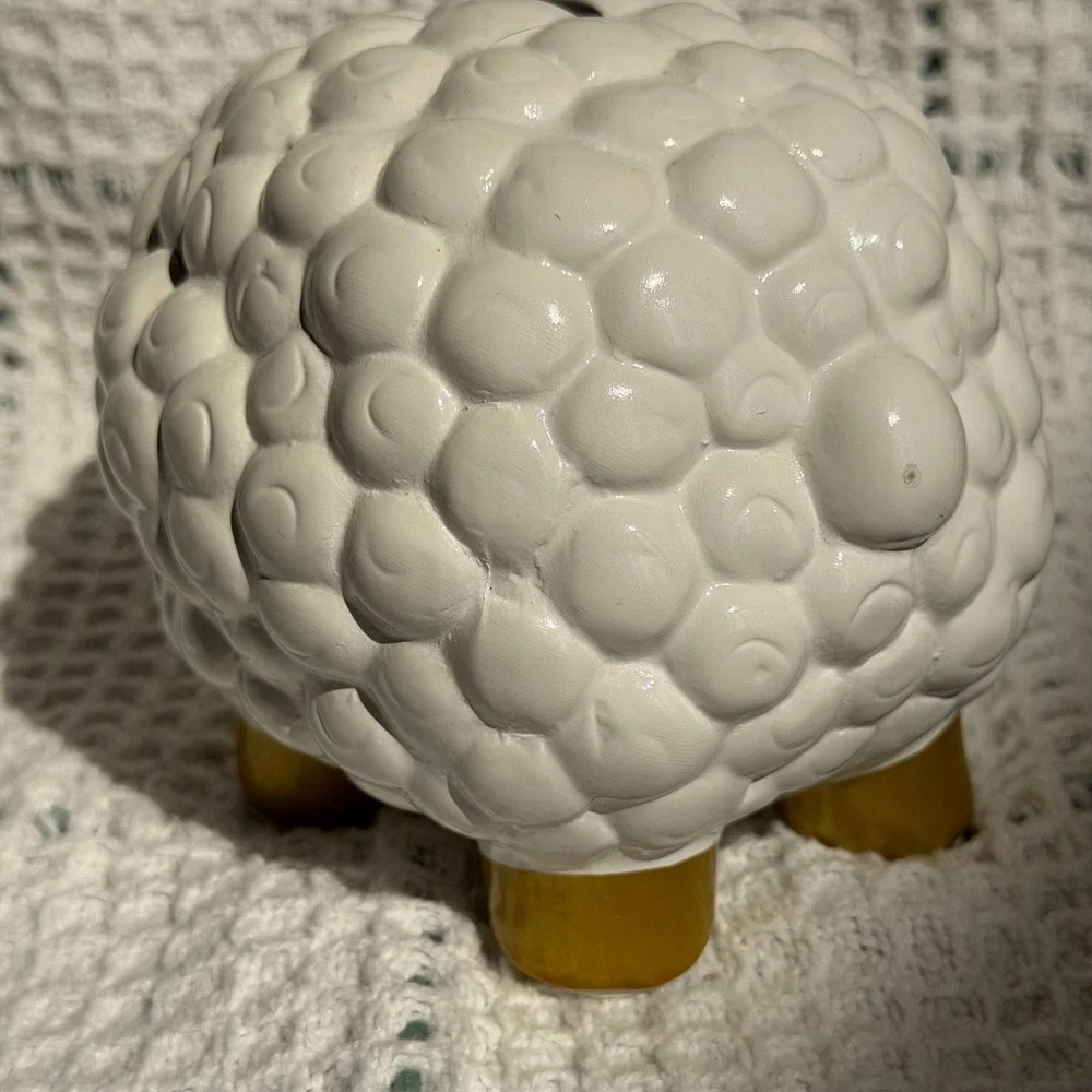 Lamb Coin Bank | Ceramic Sheep Piggy Bank | Baby Nursery Decor